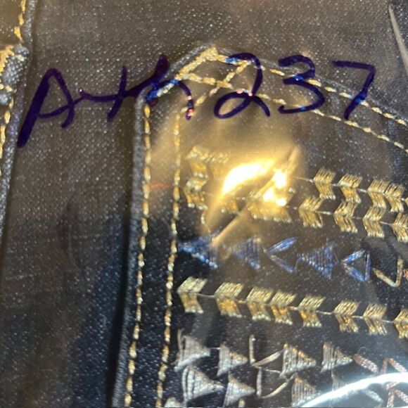 ROCK 47 by Wrangler Boot Cut Embellished Jeans Metallic Gold Women's Size 28 - Picture 12 of 12